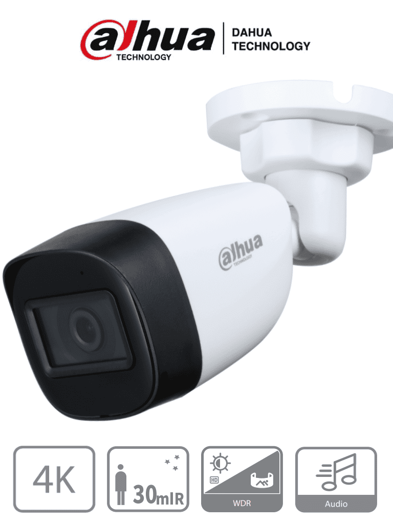 DAHUA HAC-HFW1801CN-A-0280B-S2 - Cámara Bullet 4k con Micrófono Integrado/ 8 Megapixeles/ Lente de 2.8 mm/ 106 Grados de Apertura/ 30 Metros de IR/ WDR Real de 120 dB/ Soporta: CVI/TVI/AHD/CVBS/ #ProHDCVI DAHUA HAC-HFW1801CN-A-0280B-S2 - Cámara Bullet 4k con Micrófono Integrado/ 8 Megapixeles/ Lente de 2.8 mm/ 106 Grados de Apertura/ 30 Metros de IR/ WDR Real de 120 dB/ Soporta: CVI/TVI/AHD/CVBS/ #ProHDCVI